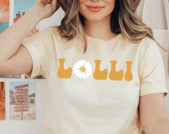 Camiseta retro de Lolli, regalo del día de la madre para la abuela, camiseta floral de margaritas de Lolli, camiseta de anuncio de embarazo, camiseta de Lolli To Be, abuela