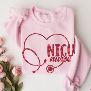 NICU Valentine&#39;s Day Sweatshirt, NICU Nurse Valentine Shirt, Neonatal Intensive Care Unit Tee, Nursing Student VDAY Gift, Baby Nurse Sweater