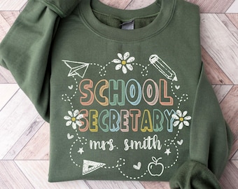 School Secretary Sweatshirt, Personalized School Staff Shirts, School Front Office Crew Tee, School Assistant Gift, Back to School Crewneck