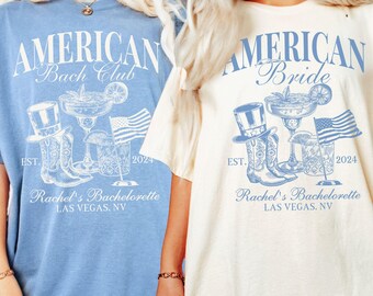 Camiseta de colores cómodos para despedida de soltera americana, camiseta patriótica para novia del 4 de julio