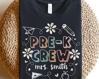 Custom Pre-K Teacher Shirt, PreK Crew Shirts, Pre K Teacher TShirt, PreK Squad T Shirt, PreK T Shirt, Cute PreK Shirt for Back to School
