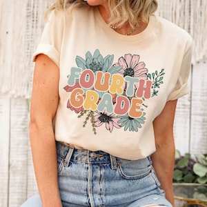 Fourth Grade Teacher Shirts, Retro 4th Grade Teacher Crew Tee, Elementary Back to School Squad, Vintage Grade Level TShirt, Teacher Gift