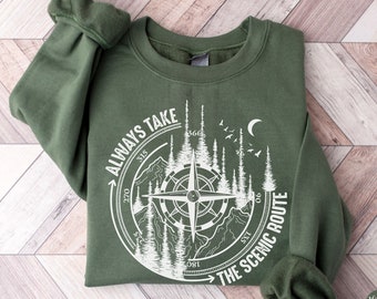 Camping Sweatshirt, Compass Shirt, Hiking Sweater, Travel Hoodie, Gift for Camper, Adventure TShirt, Hiker Outfit, Nature Lover Gift, Camp