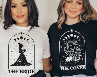 Witchy Bachelorette Shirt, Halloween Bachelorette Party Shirts, Celestial Wedding Gift, Witchy Bride Tarot Card Shirt, The Coven Bach Tees
