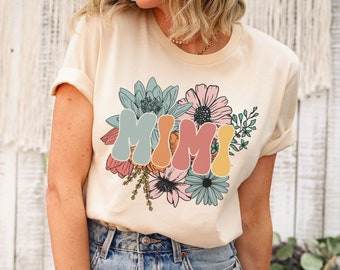 Retro Floral Mimi Shirt, New Mimi Gift, Mothers Day Gift for Grandma, Pregnancy Announcement to Grandparents Shirt, Boho Mimi Birthday Gift