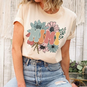 Retro Floral Mimi Shirt, New Mimi Gift, Mothers Day Gift for Grandma, Pregnancy Announcement to Grandparents Shirt, Boho Mimi Birthday Gift