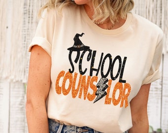 Halloween School Counselor Shirt, Spooky Teacher T-Shirt, School Counseling Crew TShirt, Psychologist, Therapist Tee, Gift for Social Worker