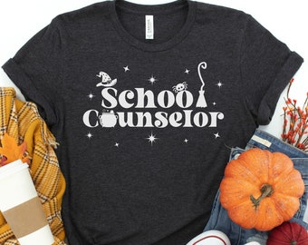Halloween School Counselor Shirt, Guidance Counselor T-Shirt, Spooky School Counselor Shirt, Cute Mental Health TShirt, Social Worker Gift