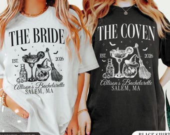 Witch Bachelorette Shirt, Custom Witchy Bachelorette Party Shirts, Goth Bridal Party Shirt, Halloween Bach Club TShirt, Spooky Bride T-Shirt