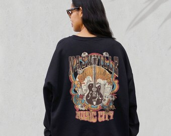 Nashville Sweatshirt, Music City Shirt, Tennessee Crewneck, Country Music Gift, Howdy Vintage Shirt, Cowgirl Hoodie, Girls Trip To Nashville
