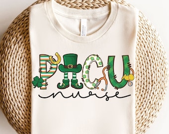 Camiseta del día de San Patricio de la UCI pediátrica, camiseta del día de San Patricio de la enfermera de la UCI pediátrica, camisetas del día de San Patricio del equipo de enfermería de la UCI pediátrica