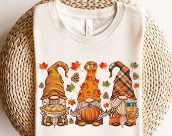 Thanksgiving Gnome Shirt, Fall Gnomes Shirt, Cute Pumpkin TShirt, Happy Thanksgiving T-Shirt, Hello Autumn, Family Thanksgiving Dinner Gift