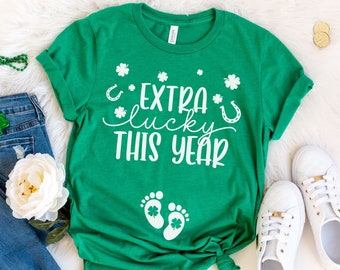 St Patricks Day Pregnancy Announcement Shirt, St. Patrick's Day Baby Reveal Tee, Irish Pregnant Mom Maternity TShirt, Lucky Mama To Be Gift
