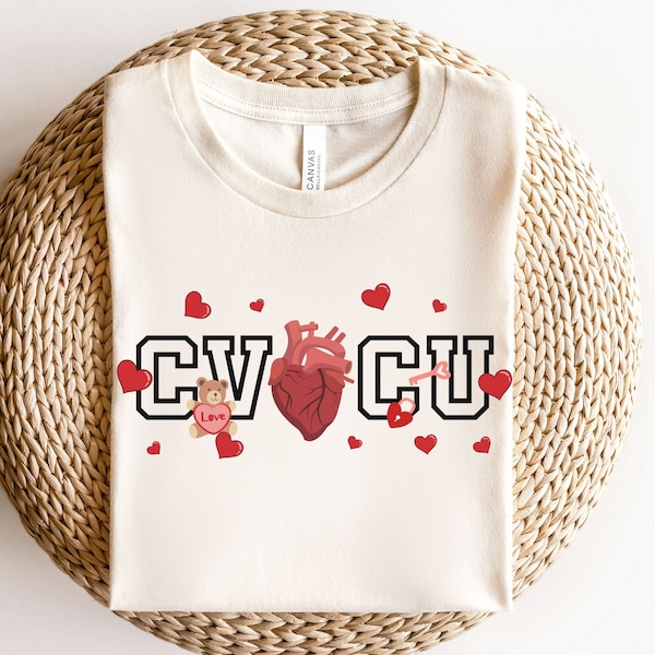 CVICU Valentine Shirt, Cute Cardiovascular Intensive Care Unit Nurse TShirt, Valentine's Day Gift for Cardiac Nurse, RN Tee, ICU Crew Shirts