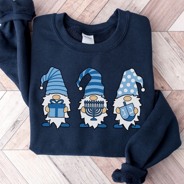 Hanukkah Sweater, Hanukkah Sweatshirt, Happy Hanukkah Gift, Funny Jewish Shirt, Gnomes Chanukah T-Shirt, Menorah Outfit Hebrew Holiday Party