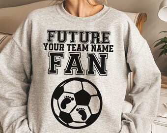 Custom Soccer Ball Pregnancy Sweatshirt, Soccer Pregnancy Announcement Shirt, Soccer Mom Maternity Sweater, Sports Team Baby Shower Gift