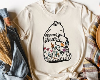 Floral Grandma Bear Shirt, Pregnancy Announcement To New Grandma, Mothers Day Gift for Mimi, Grandmother Baby Tee, Grandma and Granddaughter