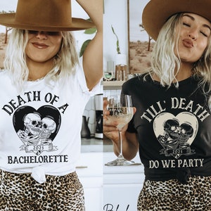 Halloween Bachelorette Party Shirts, Bride Or Die Shirt, Till Death Do We Party, Witchy Bridal Party Bridesmaid Gifts, Spooky Skeleton Bach