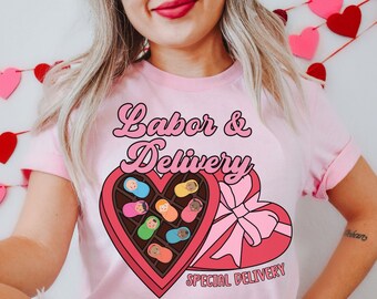 Retro Labor and Delivery Valentine's Day Shirt, L&D Nurse Valentine TShirt, L and D Vday Tee, Baby Nurse Gift, LD Crew, OB Doula Midwife Tee