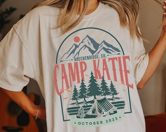 Vintage Camp Bachelorette Shirt Custom Camping Bachelorette Party Shirts Mountain Bride Tee Retro Lake Themed Bridal Party Gifts Hiking Tees
