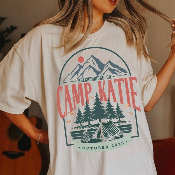 Vintage Camp Bachelorette Shirt Custom Camping Bachelorette Party Shirts Mountain Bride Tee Retro Lake Themed Bridal Party Gifts Hiking Tees