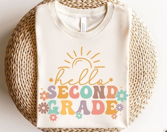 Hello Second Grade Shirt, Retro Second Grade Teacher Shirt, 2nd Grade Team Shirts, Back to School Shirt, Kids First Day of Second Grade Tee