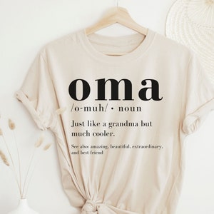 Oma Shirt, Oma Gift, Funny Oma Definition TShirt, Pregnancy Reveal T-Shirt, Mothers Day Gift for German Grandma, Grandmother Birthday Gifts Natural