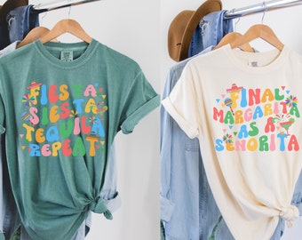 Retro Final Fiesta Bachelorette Party Shirts, Comfort Colors Mexico Bachelorette Shirts, Cinco De Mayo Bridal Party Tees, Bride Last Fiesta