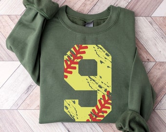 Custom Softball Number Sweatshirt, Personalized Softball Mom Shirt, Softball Gift, Softball Season Shirts, Game Day Sweater, Softball Hoodie