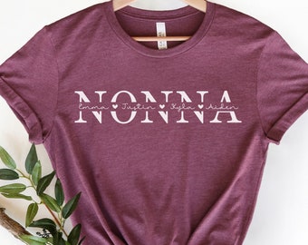 Custom Nonna Shirt With Grandkids Names, Personalized Mothers Day Gift for New Grandma, Promoted To Nonna TShirt, Grandmother Birthday Gift
