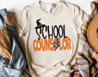 Halloween School Counselor Shirt, Spooky Teacher T-Shirt, School Counseling Crew TShirt, Psychologist, Therapist Tee, Gift for Social Worker