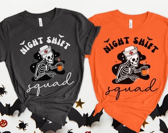 Nurse Halloween Shirt, Funny Night Shift Nurse Squad Shirt, RN Skeleton T-Shirt, ER ICU Nurse Group Tee, rt rn Emergency Department TShirts