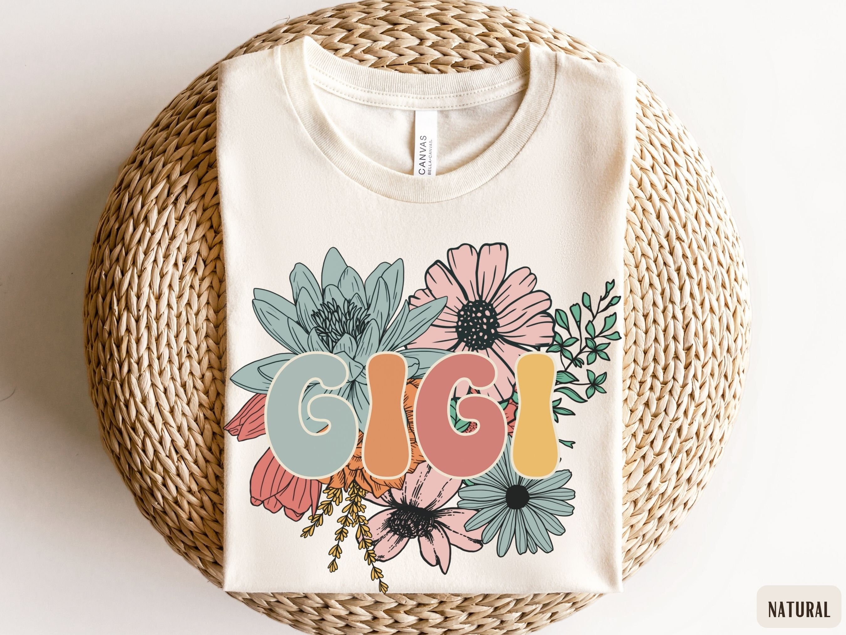 Retro Floral Gigi Shirt, Gigi TShirt, Mothers Day Gift for Grandma, Nana Gift, Vintage Flower Grandmother Tee, New Gigi Birthday Gift Idea