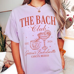 The Bach Club Shirt, Custom Location Bachelorette Shirt, Beach Bachelorette Party Shirts, Personalized Luxury Bachelorette, Bride Social Tee Orchid