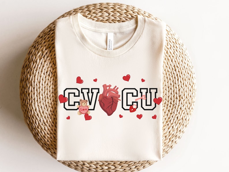 CVICU Valentine Shirt, Cute Cardiovascular Intensive Care Unit Nurse TShirt, Valentine's Day Gift for Cardiac Nurse, RN Tee, ICU Crew Shirts Natural