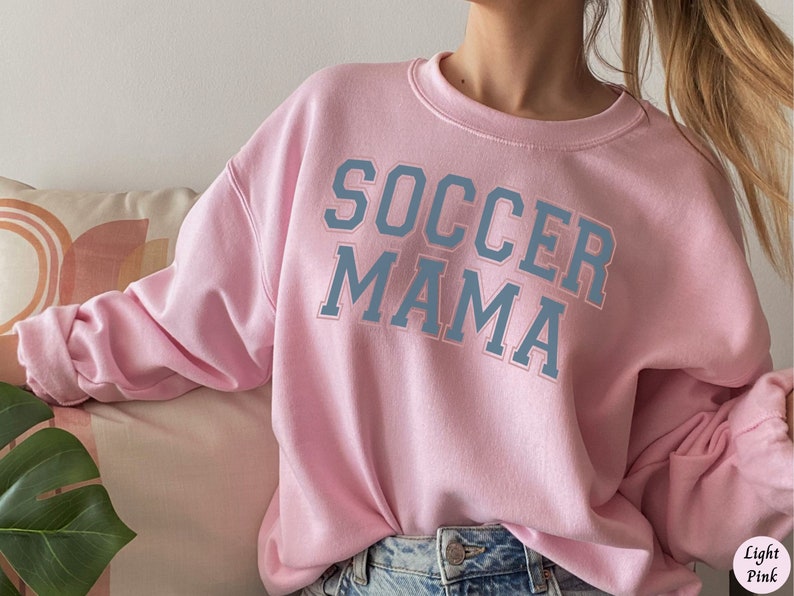 Soccer Mom Sweatshirt, Soccer Mama Sweater, Soccer Mom Hoodie, Trendy Soccer Game Day Shirt, Sports Mom Jersey, Mothers Day Gift for Soccer LIGHT PINK