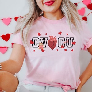 CVICU Valentine Shirt, Cute Cardiovascular Intensive Care Unit Nurse TShirt, Valentine's Day Gift for Cardiac Nurse, RN Tee, ICU Crew Shirts Pink