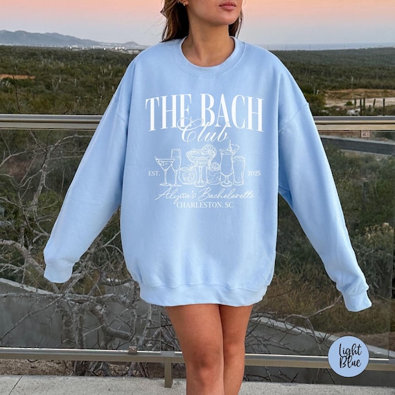 Luxury Bachelorette Merch The Bach Club Shirt Custom Beach Bridal Party Sweatshirts Tropical Bride Pullover Charleston Social Cocktail Club