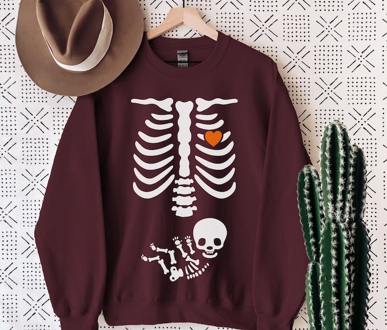 Skeleton Halloween Maternity Sweatshirt Funny Pregnancy Etsy