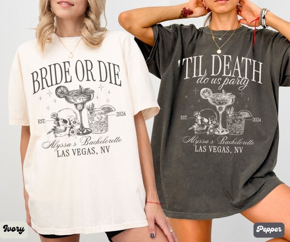 Bride Or Die Shirts, 'Til Death Do Us Party, Funny Halloween Bachelorette Party Shirts, Spooky Bridesmaid Gifts, Skeleton Bride Team T-Shirt