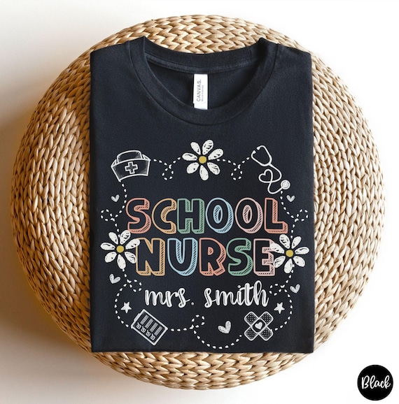 Custom School Nurse Shirt, Retro School Nurse TShirt, School Nurse Gift, Back To School, School Nurse Tee, Back To School, Nurse Name Shirt