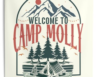 Camp Bachelorette Flag, Custom Camping Tapestry, Personalized Camping Banner, Mountain Tapestry, Lake Bach Party Tapestry, Glamping Decor