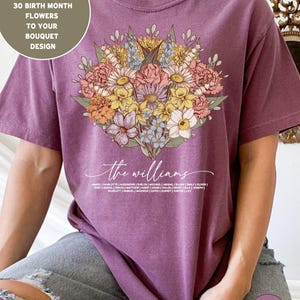 Birth Month Birth Flower Shirt with Names, Custom Mothers Day Gift for Mom, Personalized Grandma Shirt with Grandkids Names, Plant Mama Tee Berry
