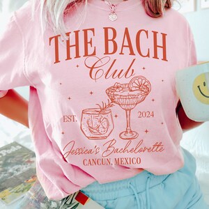 The Bach Club Shirt, Custom Location Bachelorette Shirt, Beach Bachelorette Party Shirts, Personalized Luxury Bachelorette, Bride Social Tee Blossom