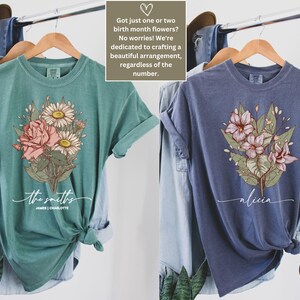 Birth Month Birth Flower Shirt with Names, Custom Mothers Day Gift for Mom, Personalized Grandma Shirt with Grandkids Names, Plant Mama Tee bild 6