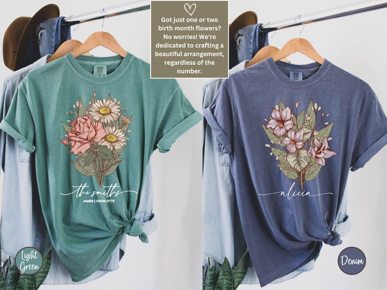 Birth Month Birth Flower Shirt with Names, Custom Mothers Day Gift for Mom, Personalized Grandma Shirt with Grandkids Names, Plant Mama Tee bild 6