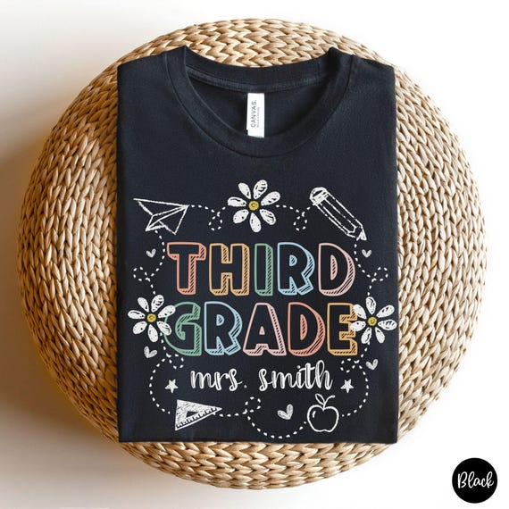 Custom Third Grade Teacher Shirt, 3rd Grade Teacher TShirt, Cute Third Grade Team Shirts, Personalized Teacher Name Gift, Back To School Tee
