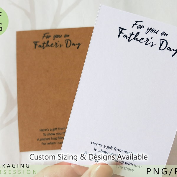 Father's Day Pocket Hug Card Printable, Custom Display Cards PDF, Printed Customizable Backing Cards, Pocket Heart Token, Daddy, Father