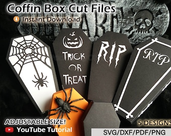 Coffin Box Template, Coffin Gift Box, Halloween Box svg, Halloween Coffin Box, Coffin Card Box, Halloween Candy Box, Halloween Treat Box svg