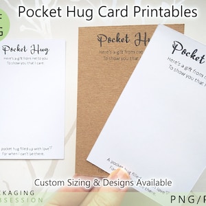 Pocket Hug Card Printable, Custom Display Cards PDF, Printed Customizable Backing Cards, Pocket Heart Token, Valentines Day Card PNG